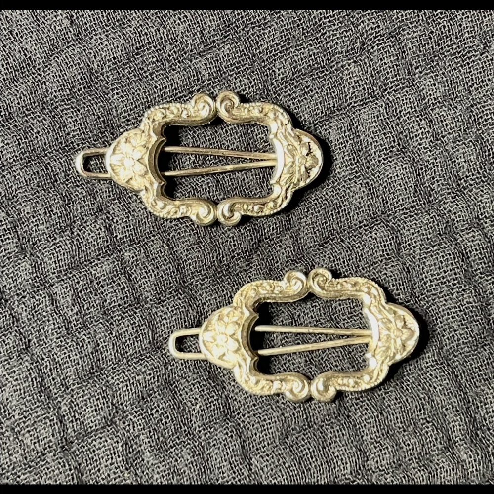 Silver Tone Diminutive Floral Vintage Hair Barrettes Cottagecore Goodness - Picture 6 of 6